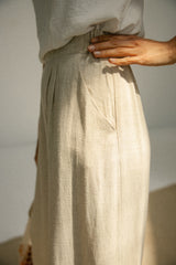 Spodnie Culotte z rozszerzaną nogawką Elsa Sand beżowe