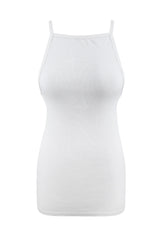 Top na ramiączkach z prążkowanej bawełny Monica biały - Nalu Bodywear